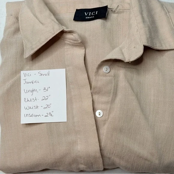 Vici Cream Casual Button Down Jumpsuit Romper - Picture 10 of 10